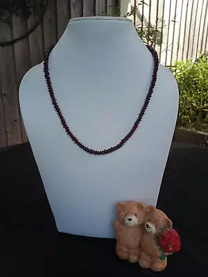 £7.50 • Buy Garnet Round Rondelle  Shape  Beaded Gemstone Necklace