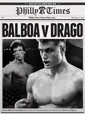 Rocky IV Rocky Balboa VS Ivan Drago Fight Poster/Print Stallone Lundgren 🥊 • $3.39