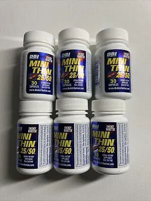 Mini Thin 25/50 Energy Booster Pills 6 Bottles 180 Pill 6 Mo Supply Free ShipUSA • $32.99
