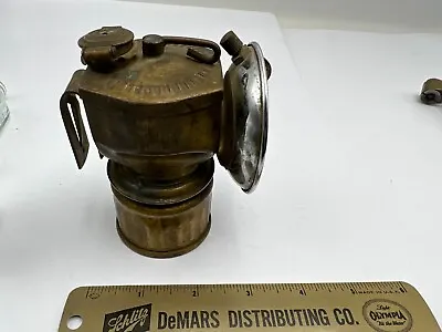Vintage Brass Justrite Carbide Coal Miner’s Cap Helmet Lamp Light Lantern • $40.49