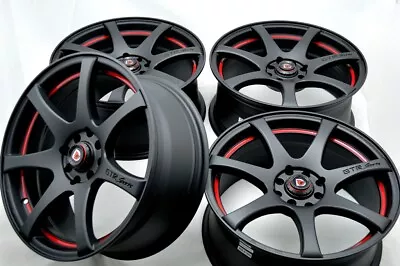 4 New DDR ZK15 15x6.5 4x100/114.3 35mm Matt Black/Red Undercut Wheels Rims • $599