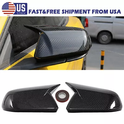 2x For 2015~2022 Ford Mustang M Horn Rearview Side Mirror Cover Cap Carbon Look • $31.99