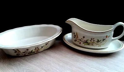 M&S Stoneware Pottery Baking Dish Gravy Boat Harvest Country Kitchen Tableware • £10