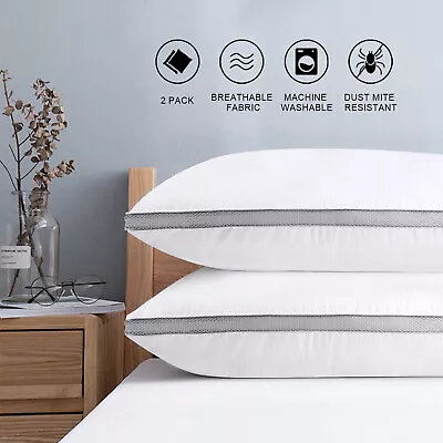 Set Of 2 Breathable Cotton Pillows Hotel Down-Alternative Bed Pillows Queen King • $12.56