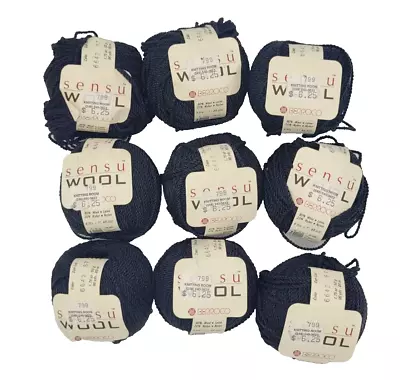 Lot Of 9 Berroco Sensu Wool Yarn Balls Brand New Color 6642 Dye Lot 67 Navy Blue • $39.99