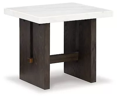 Signature Design By Ashley End Table W/Marble Tabletop Dk Brown/White • $199.99