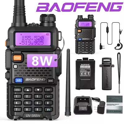 Baofeng UV-5R 8W Tri-Power Dual Band 1/4/8W Ham Radio Walkie Talkie Scanner US • $23.99