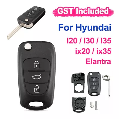 Button Flip Key Remote Case/Shell/Blank For Hyundai I30 I20 Elantra 3 • $5.66
