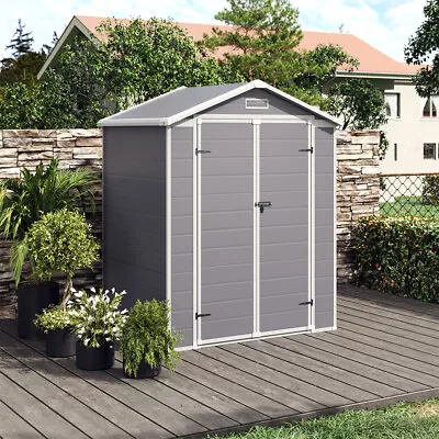  Large 6x4.4ft Outdoor Cabin Shed Plastic Garden Tools Storage House With Window • £155.95