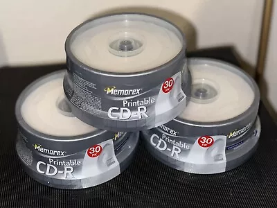 30 New Memorex 52X White Inkjet Printable 700MB CD-R Lot Of 3 • $50