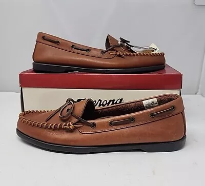 NOS Vintage Merona Tan Leather Moccasin Driving Boat Shoes 13 1990's • $19.95