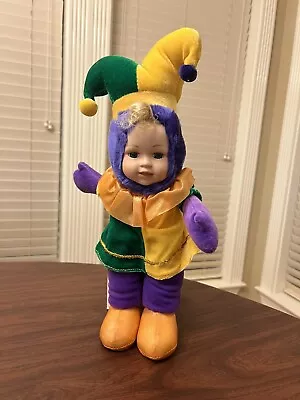 Mardi Gras Carnival Jester 15 Inch Stuffed Plush Baby Doll With Porcelain Face • $25.99