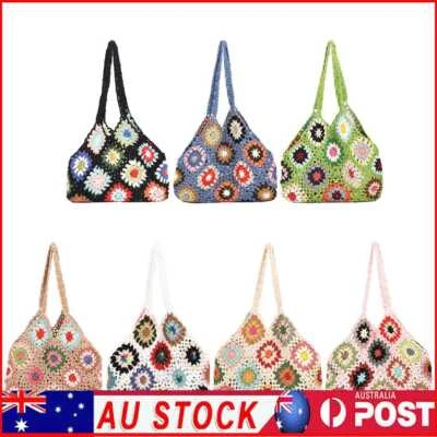 $17.35 • Buy Flower Crochet Hollow Women Shoulder Bag Hollow Knitting Tote Boho Beach Handbag