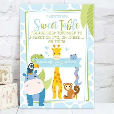 Children's Zoo Sweet Table Candy Buffet Sign 1st Birthday Party Christening KB3 • £5.50