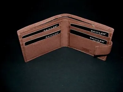 Saddler Leather Tabbed Mens Wallet Excellent Value Deal Boxed Mocha Brown • £14.95