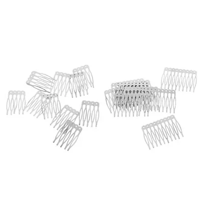 20 Pieces Retro Silver Blank Metal Hair Comb For Bridal Hair Accessories DIY • £7.91