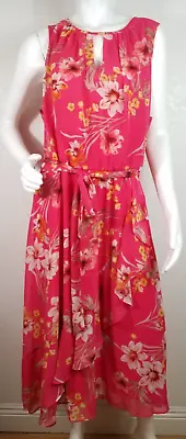 £29.34 • Buy Jessica Howard Womens Dress Floral Barbiecore Midi Sleeveless Pink Zipper Sz 20W