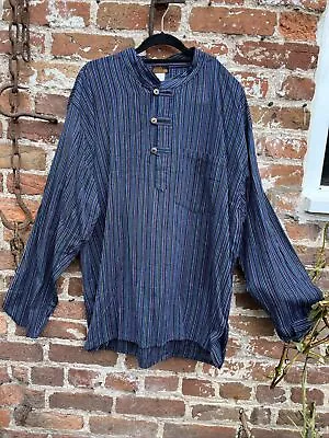 Mens Stripped Grandad Hippiboho Festival Shirt Size XXXL • £15.99