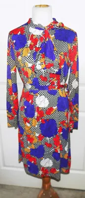 Vintage 60s Check & Floral Polyester Dress Jaree Classics B40 • $21.99