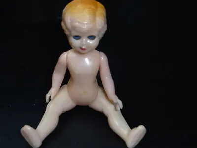 Vintage Early 1900's 4.5   (12 Cm) Celluloid  Doll -Jointed /Sleepy Eyes VG • $12