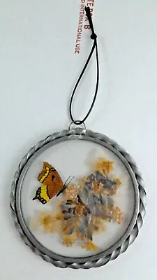 Vintage Butterfly Nature Scene Glass Window Hanging Suncatcher Picture Decor 4.5 • $14.50