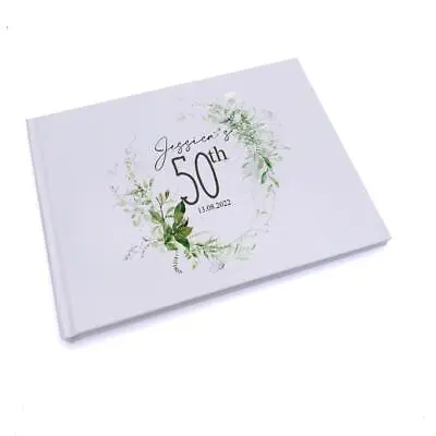 Personalised 50th Birthday Botanical Design Gift Guest Book GB-144 • £14.99