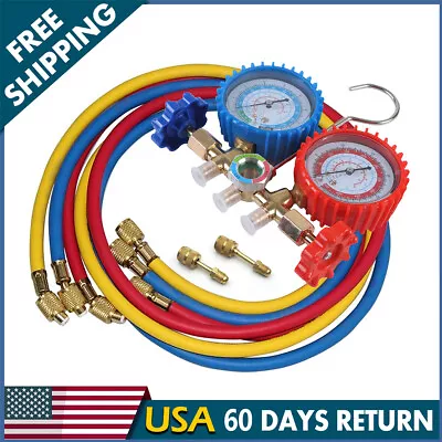 R502 R12 R22 Manifold Gauge Set AC A/C 5FT Color Hose Air Conditioner HVAC 59   • $27.90