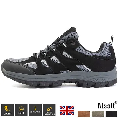 Mens Breathable Mesh Hiking Boots Walking Shoes Trekking Trainers Outdoor Suede • £15.97