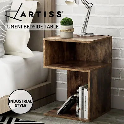 Artiss Bedside Table Shelves Side End Table Storage Nightstand Rust Oak UMENI • $35.95