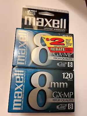 Lot Of 2 MAXELL GX-MP 120 8mm Blank Camcorder Video Tapes New Sealed • $11.50