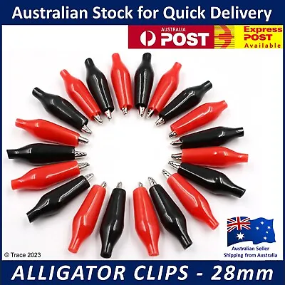 Alligator Clips 28mm Electrical Testing Crocodile Clamps Probe 2 / 4 / 10 Pcs • $4.95