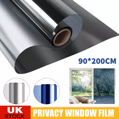 2M One Way Mirror Window Film UV Reflective Privacy Tint Foil Home Glass Sticker • £13.99