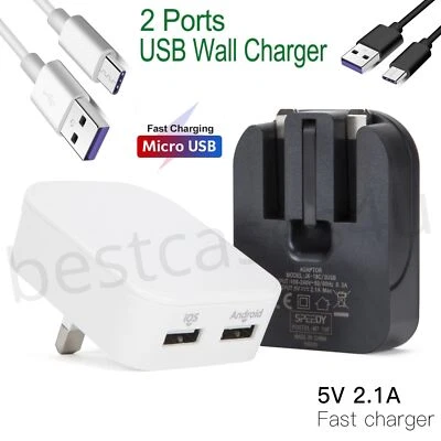 £6.50 • Buy For Samsung S7 S6 S7edge S5 S4 S3 Dual USB Wall Charger Plug Fast Charging Lead