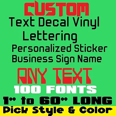 CUSTOM TEXT NAME Personalized Vinyl Lettering Decal Sticker  Car Door Window • $1.79