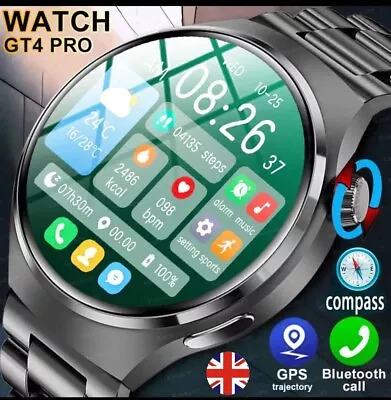 Waterproof GT4 PRO Smart Watch NFC GPS Tracker Bluetooth Call Men Sport Watches • £17.99