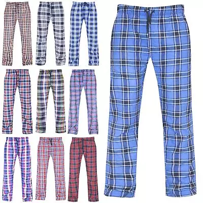 Mens Pyjama Bottoms Cotton Woven Check Stripes Sleeping Lounge Pants Nightwear • £5.99