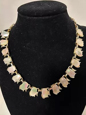 Vintage Coro Natural Mother Of Pearl Choker Necklace Goldtone Signed • $10.99