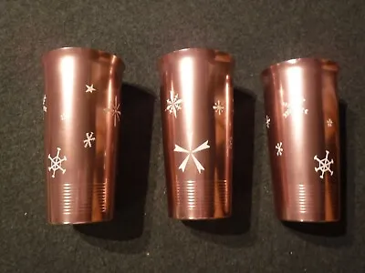 3 Vintage ATOMIC Snowflake SUNBURST West Bend Copper Colored Aluminum Tumblers • $25.75