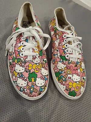Vans Hello Kitty Lace Up Canvas Shoes Skater Womens 7.5 Mens 6 Pink Adorable • $36.99