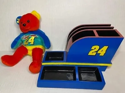 Vtg. NASCAR Jeff Gordon Racing Collectible LOT Desk Organizer & Beanie Bear • $30