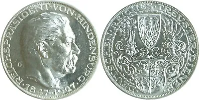 $69 • Buy 1927 D Germany Hindenburg 80th Birthday Karl Goetz Silver Medal .900 Unc KM X#1 