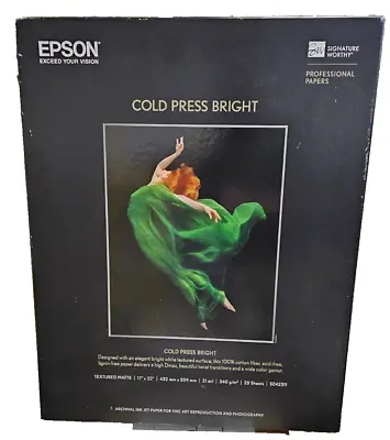 Epson S042311 21 Mil 17x22 Tex Matte Cold Press Fine Art Paper -WHT (25/PK) • $97.99