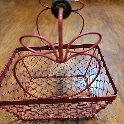 Vintage Chicken Wire Apple Basket With Wood Handle • $20