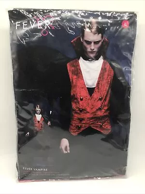 Fever Vampire Costume Black & Red W/Waistcoat Cape And Cravat Sz. L NEW • $29.99