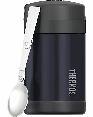 THERMOS Funtainer S/S 470ml Vacuum Insulated Food Jar With Spoon Charcoal! • $36.95