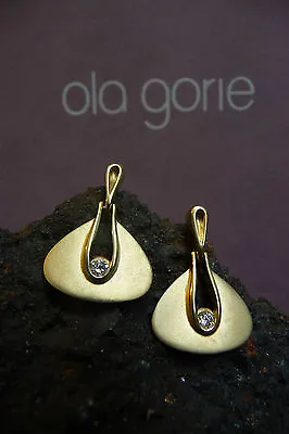Ola Gorie Bauhaus 9ct Yellow Gold Diamond Earrings Boxed Scottish • £490
