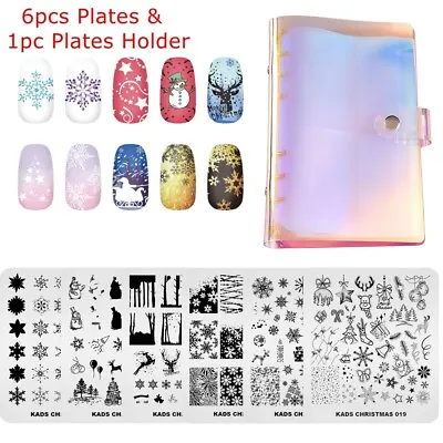 KADS Christmas Snowflake Nail Stamping Plate Set Template With Plate Holder Kit • $18.99