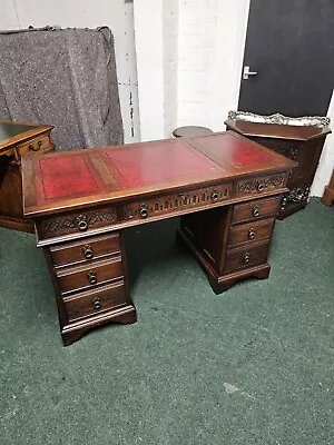 Old Charm Oak Furniture Delightful Pedestal Desk/campaign/writing/captains Desk • £575