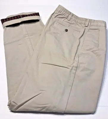 L.L. Bean Flannel Lined Pants Comfort Waist Double L Khaki Pleated Men's 36 X 32 • $18.99