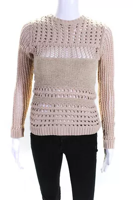 Maggie Ward Womens Pullover Open Knit Crew Neck Sweater Brown Size Small • $41.49